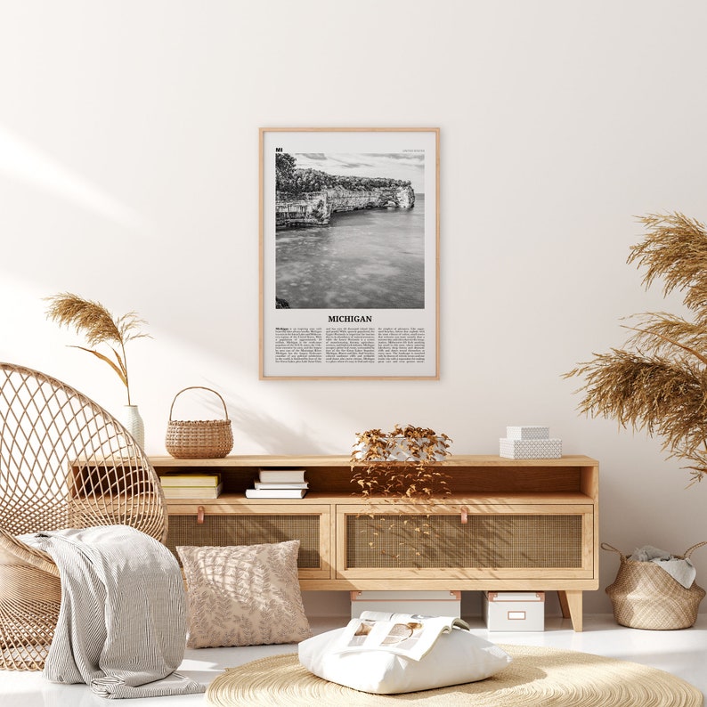 Michigan Print Black and White Nature Michigan Wall Art Etsy