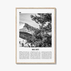 Big Sky Print schwarz weiß, Big Sky Wandbild, Big Sky Poster, Big Sky Foto, Big Sky Karte, Montana, USA, Vereinigte Staaten