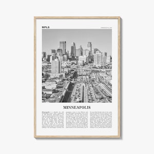 Minneapolis Print Black and White No 2, Minneapolis Wall Art, Minneapolis Poster, Twin Cities Hennepin Minnesota USA United States