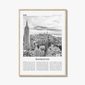 Manhattan Print Schwarzweiß, Manhattan Wandkunst, Manhattan Poster, Manhattan Foto, New York, USA, Vereinigte Staaten, Nordamerika