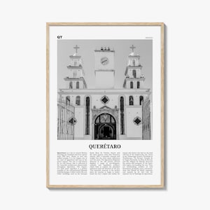 Queretaro Print Black and White, Querétaro Wall Art, Querétaro Poster, Querétaro Photo, Querétaro Map, Mexico
