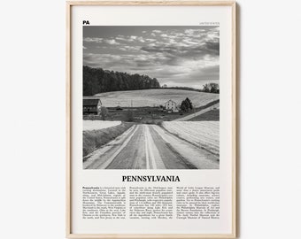 Pennsylvania Print Black and White No 1, Pennsylvania Art, Pennsylvania Poster, Pennsylvania Photo, Pennsylvania Décor, Pennsylvania Map