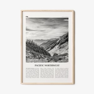 Pacific Northwest Print Black and White, Pacific Northwest Wall Art, Pacific Northwest Poster, Pacific Northwest Photo Pacific Northwest Map