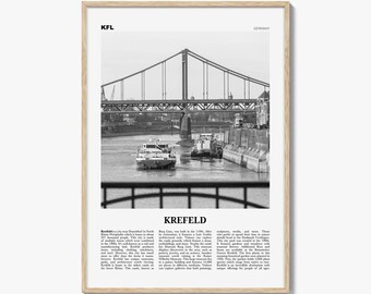 Krefeld Print Blanco y Negro, Krefeld Wall Art, Krefeld Poster, Krefeld Photo, Krefeld Wall Décor, Krefeld Map, Alemania