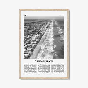 Impression Ormond Beach noir et blanc, art mural Ormond Beach, affiche Ormond Beach, photo Ormond Beach, décoration murale Ormond Beach, Floride, États-Unis
