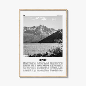 Impresión en blanco y negro n.° 1 de Idaho, arte mural de Idaho, póster de Idaho, foto de Idaho, decoración de pared de Idaho, impresión del estado de EE. UU., EE. UU., Estados Unidos