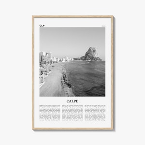 Calpe Druck Schwarz und Weiß, Calpe Wandkunst, Calpe Poster, Calpe Foto, Calpe Wanddekor, Spanien, Valentino Alcantara, España