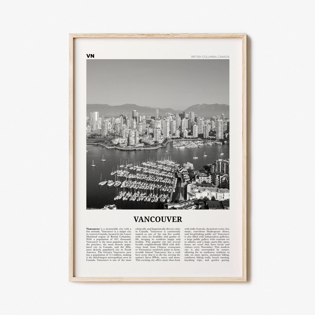 Vancouver Print Black and White No 1, Vancouver Wall Art, Vancouver