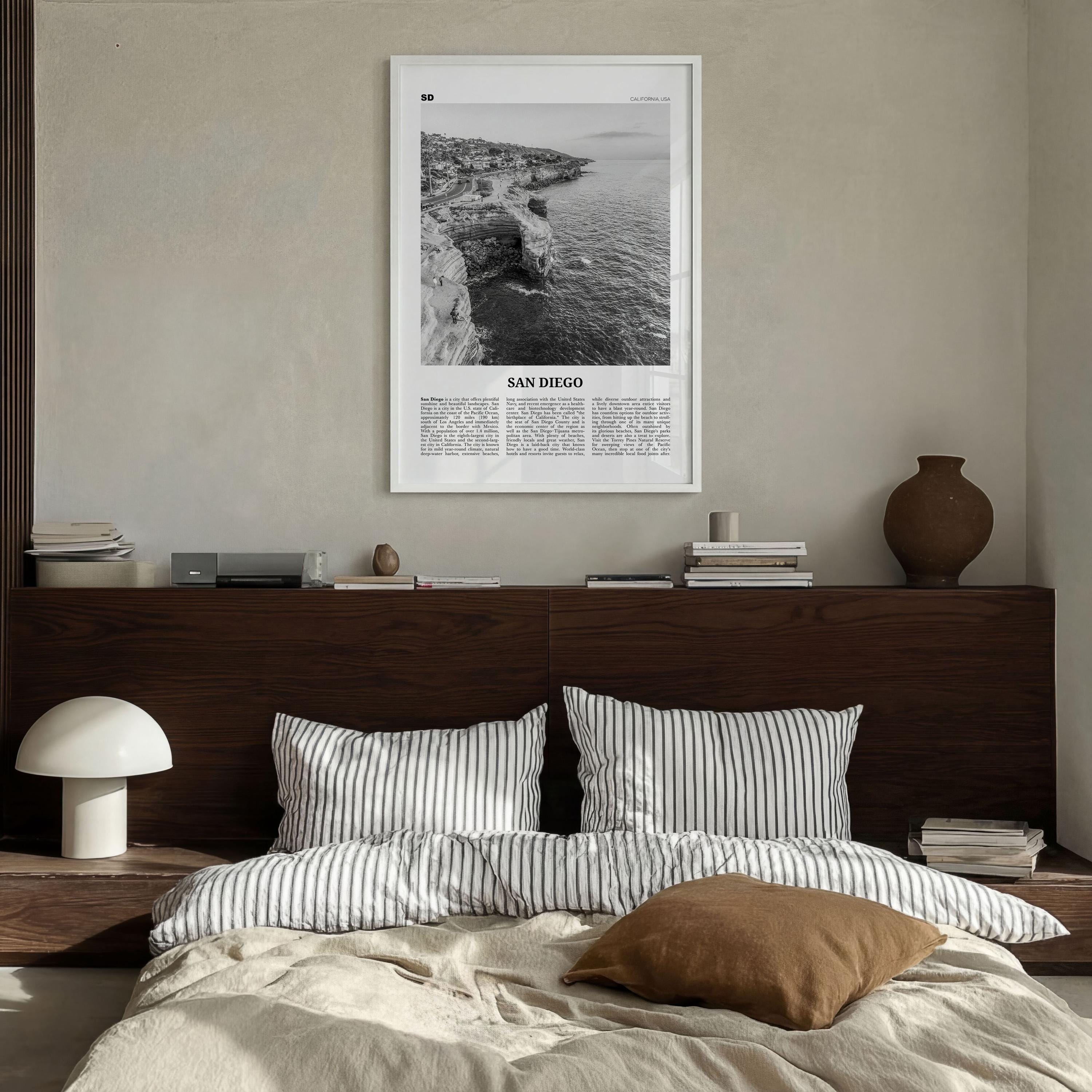 San Diego Poster Print Black and White, California Travel Wall Art, SD ...