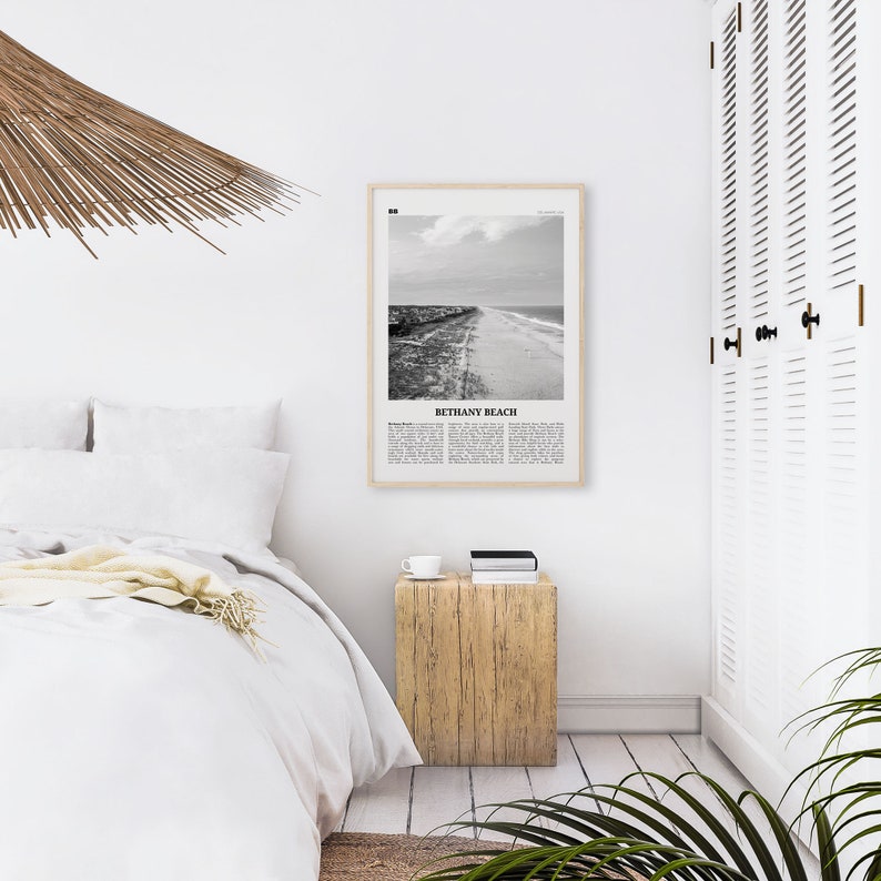 Bethany Beach Print Black and White Bethany Beach Wall Art Etsy