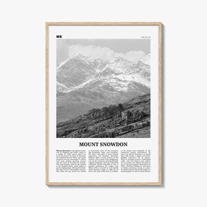 Mount Snowdon Print Black and White, Mount Snowdon Wall Art, Mount Snowdon Poster, Mount Snowdon Photo, Wall Décor, Mount Snowdon Map