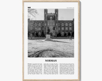 Norman Poster Print Black and White, University of Oklahoma Photo, Oklahoma Travel Wall Art