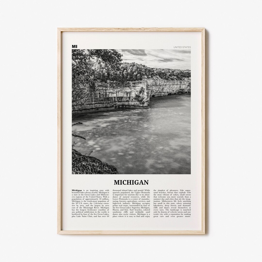 Michigan Print Black and White No 2 Michigan Wall Art - Etsy