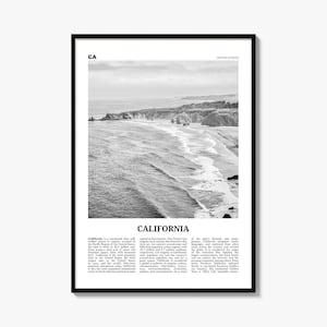 California Poster, Black and White Photo Print, Travel Newspaper Wall Art, Home Decor