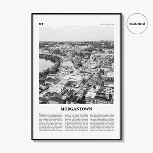 Morgantown Poster Print Black and White, West Virginia Travel Wall Art, USA City Decor image 9