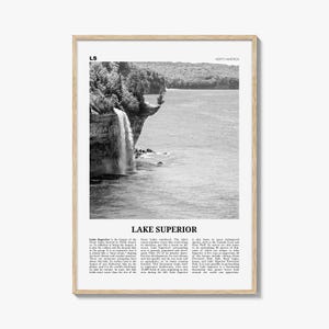 Lake Superior Print Black and White, Lake Superior Wall Art, Lake Superior Poster, Lake Superior Photo, USA, United States, Canada