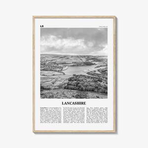 Lancashire Print schwarz weiß, Lancashire Wandkunst, Lancashire Poster, Lancashire Foto, Lancashire Karte, England, UK, Vereinigtes Königreich