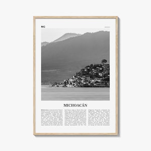 Michoacan Print Black and White, Michoacan Wall Art, Michoacán Poster, Michoacán Photo, Michoacán Wall Décor, Michoacán Map, Mexico