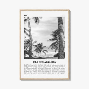 Isla de Margarita Poster Schwarzweiß, Margarita Island Wandkunst, Margarita Island Poster, Isla de Margarita Poster Druck, Karibik
