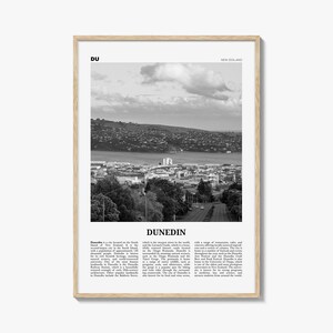 Dunedin Print Schwarzweiß, Dunedin Wandkunst, Dunedin Poster, Dunedin Foto, Dunedin Wanddekor, Dunedin Karte, Neuseeland