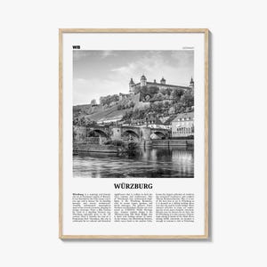 Wurzburg Print Black and White No 2, Würzburg Wall Art, Würzburg Poster, Würzburg Photo, Würzburg Map, Würzburg Wall Decor, Germany