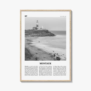 Montauk-affischtryck svartvitt, Montauk Point Light-foto, väggkonst