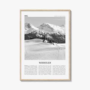 Whistler Print Schwarzweiß, Whistler Wandkunst, Whistler Poster, Whistler Foto, Whistler Wanddekor, British Columbia, Kanada