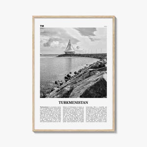 Stampa del Turkmenistan in bianco e nero, Arte murale del Turkmenistan, Poster del Turkmenistan, Foto del Turkmenistan, Turkmenia, Ashgabat, Asia