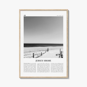 Jersey Shore Poster Print Black and White, New Jersey Travel Wall Art, Coastal Decor