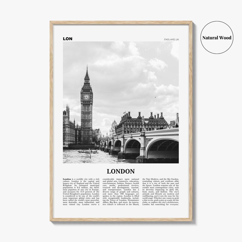 London Poster Print Black and White, Big Ben Photo, UK Wall Art image 6