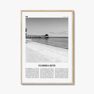 Stampa delle Florida Keys in bianco e nero, Arte murale delle Florida Keys, Poster delle Florida Keys, Foto delle Florida Keys, Mappa delle Florida Keys, USA, Stati Uniti