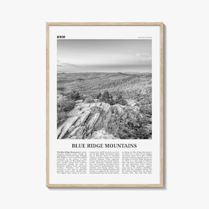 Impresión de las Montañas Blue Ridge: Póster de paisaje en blanco y negro
