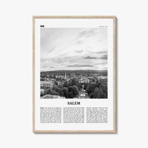 Impression Salem noir et blanc Oregon, art mural Salem, affiche Salem, photo Salem, carte Salem, Oregon, États-Unis, États-Unis