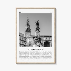 Vitoria Gasteiz Print Black and White, Vitoria-Gasteiz Wall Art, Vitoria-Gasteiz Poster, Vitoria-Gasteiz Photo, Vitoria-Gasteiz Décor, Map