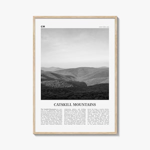 Póster de las montañas Catskill en blanco y negro, arte mural de Nueva York, fotografía de naturaleza de EE. UU.