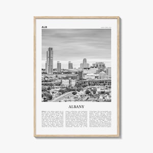 Impression Albany New York noir et blanc, oeuvre d'art murale Albany, affiche Albany, photo Albany, décoration murale Albany, New York, États-Unis, États-Unis