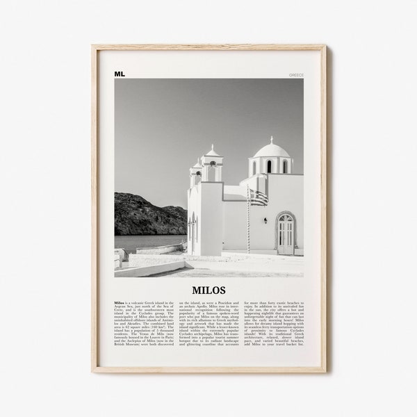 Milos Druck Schwarz-Weiß, Milos Wandkunst, Milos Poster, Milos Foto, Milos Wanddekoration, Griechenland, Melos, Μήλος, Ελλάδα