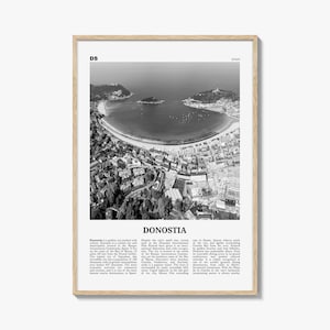 Donostia Print Black and White, San Sebastián Wall Art, San Sebastián Poster, Donostia, Basque Country, Spain, España, Europe