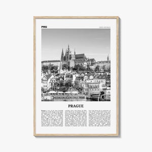 Prague Poster Print Black and White, Prague Castle Photo, Czech Republic Wall Art image 1