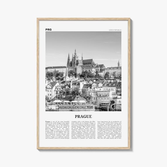 Prague Poster Print Black and White, Prague Castle Photo, Czech Republic Wall Art