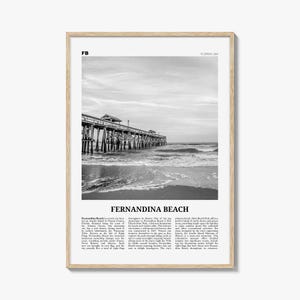 Impresión en blanco y negro de Fernandina Beach, arte mural de Fernandina Beach, póster de Fernandina Beach, foto de Fernandina Beach, Florida, EE. UU.