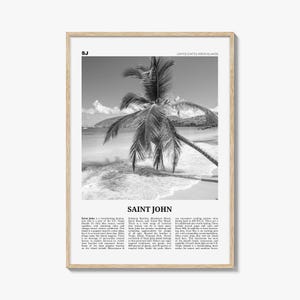 Saint John Print Black and White, St John Wall Art, St John Poster, St John Photo, Saint John, Love City, United States Virgin Islands