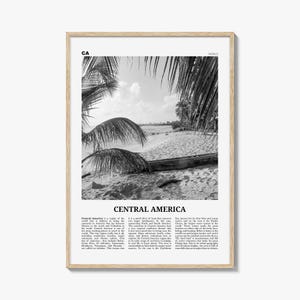 Impresión en blanco y negro de Centroamérica, arte mural de Centroamérica, póster de Centroamérica, foto de Centroamérica, decoración de pared de Centroamérica