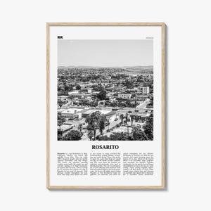 Rosarito Print Black and White, Rosarito Wall Art, Rosarito Poster, Rosarito Photo, Rosarito Wall Décor, Rosarito Map, Mexico