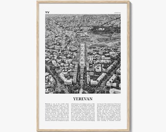 Yerevan Poster Print Black and White, Armenia Travel Wall Art, Armenian Decor, Art