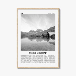 Cradle Mountain print zwart-wit, Cradle Mountain kunst aan de muur, Cradle Mountain poster, Cradle Mountain foto, Tasmanië, Australië