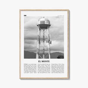 El Monte-afdruk zwart-wit nr. 2, El Monte-muurkunst, El Monte-poster, El Monte-foto, El Monte-muurdecoratie, El Monte-kaart, Californië
