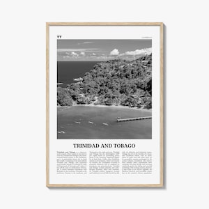 Trinidad und Tobago Poster Schwarz und Weiß Nr. 2, Trinidad und Tobago Wand Kunst, Trinidad und Tobago Poster, Port of Spain, Karibik