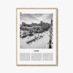 Leon Poster Schwarzweiß Spanien, Leon Wandkunst, Leon Poster, Leon Foto, Leon Wanddekoration, Leon Karte, Spanien