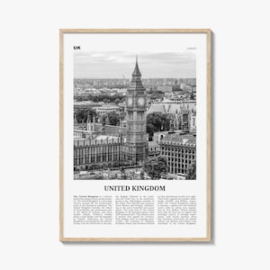 United Kingdom Print Black and White No 1, United Kingdom Wall Art, United Kingdom Poster, UK, Great Britain, England, Ireland, Scotland